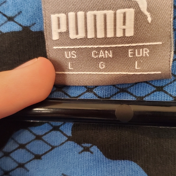 Puma Men's Blue Short Sleeve Classic Polo Black Logo Size Large - Picture 3 of 3